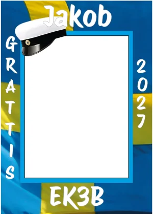 Studentskylt och studentplakat 2027 – Mall 1 med klassisk design och plats för eget foto