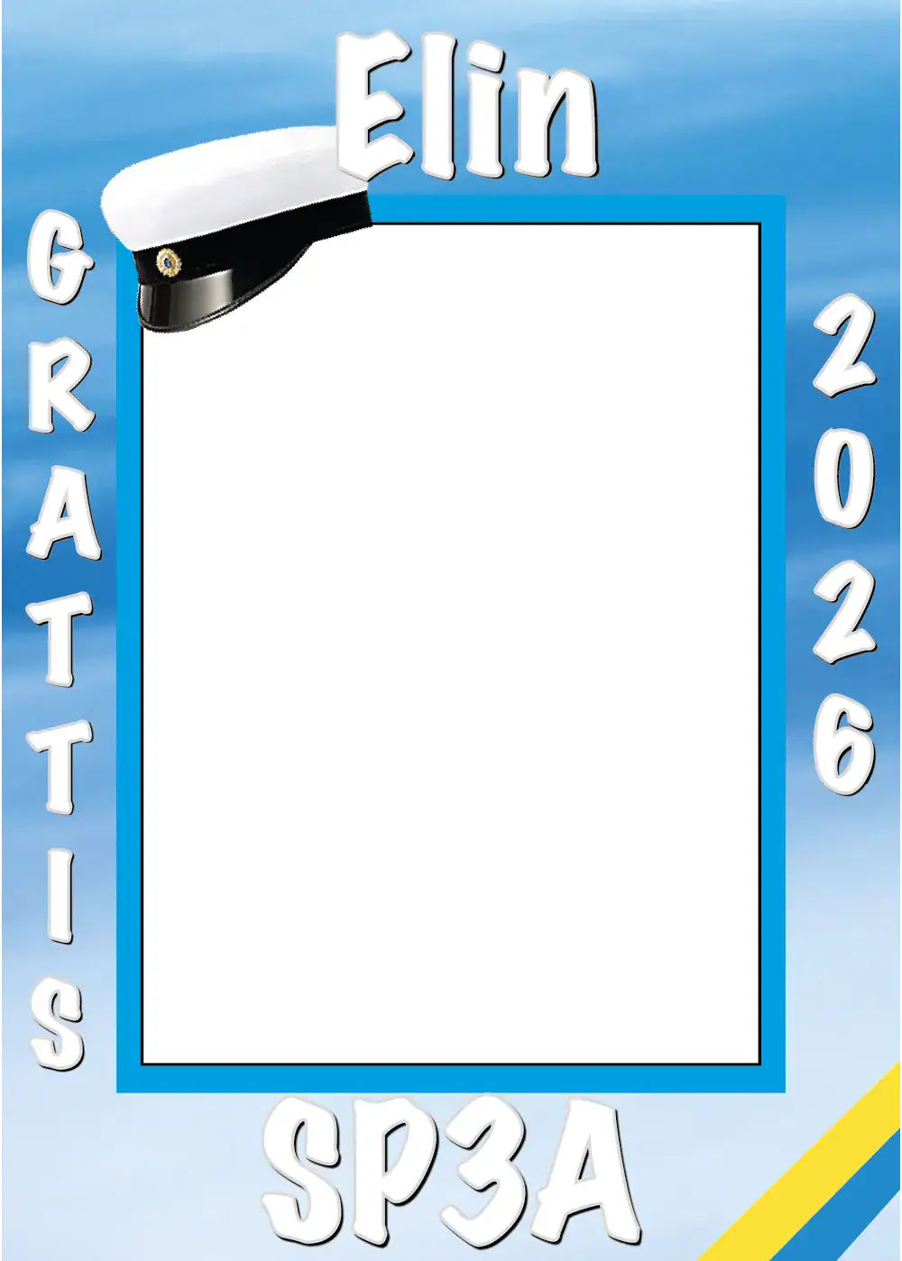 studentskylt och studentplakat mall 10 - klassisk i gult och blått