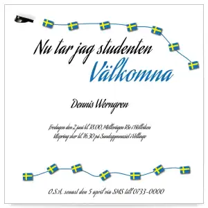 Inbjudningskort till studenten med en lekfull fin mall