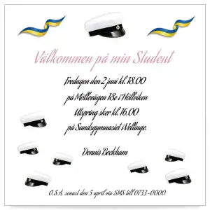 inbjudningskort studenten mall classic pink