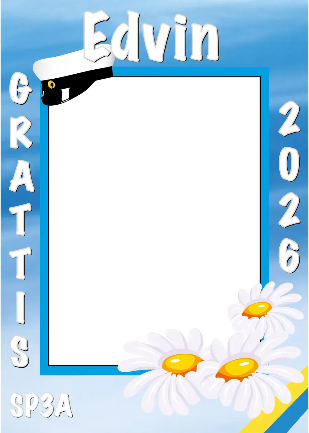 Blommig Studentskylt och Studentplakat 2026 i modern, elegant design. Hög kvalitet på 5mm skiva.