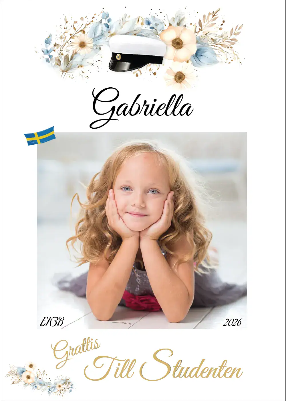 Studentskylt | Studentplakat Mall Blomsterhögtid 2026 – Lyxig