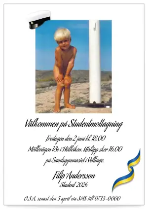 Digitalt inbjudningskort till studenten mall 1