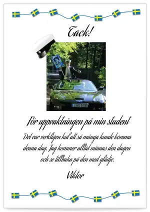 Digitalt tackkort till studenten mall flaggor
